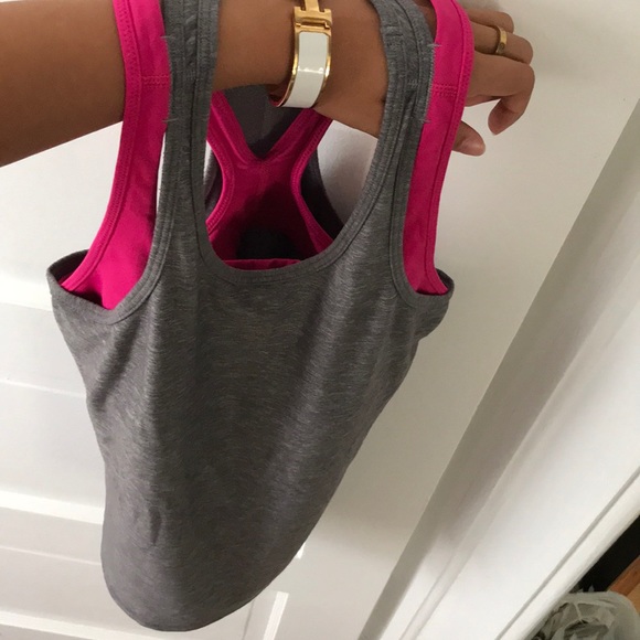 grey lululemon tank top-pink built in sport bra - Picture 1 of 7
